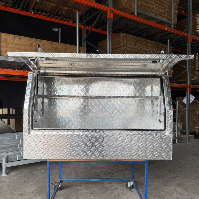 Ute Toolbox - 1450mmx600mmx850mm - Half Open - Raw Checker Plate