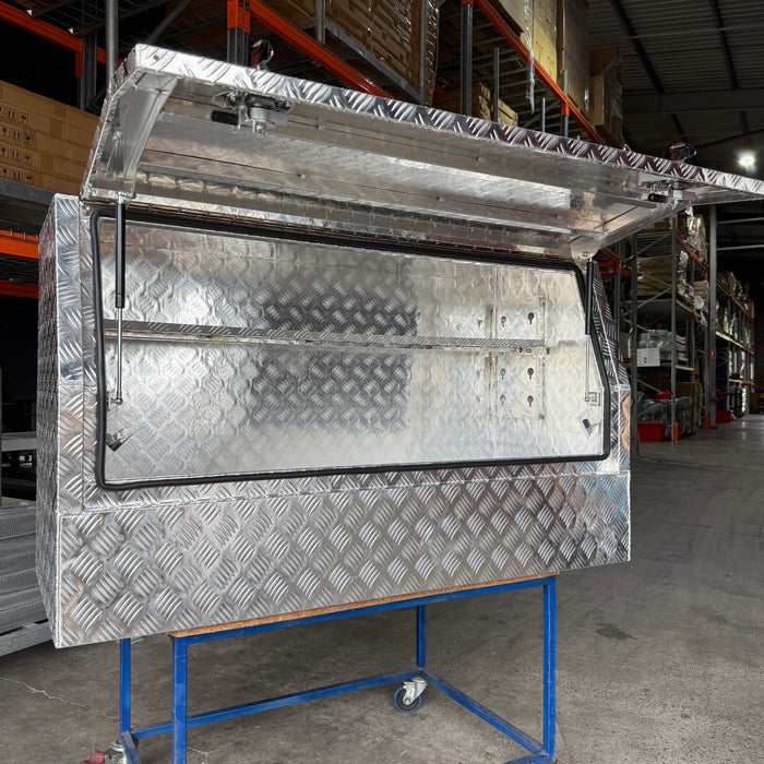 Ute Toolbox - 1450mmx600mmx850mm - Half Open - Raw Checker Plate