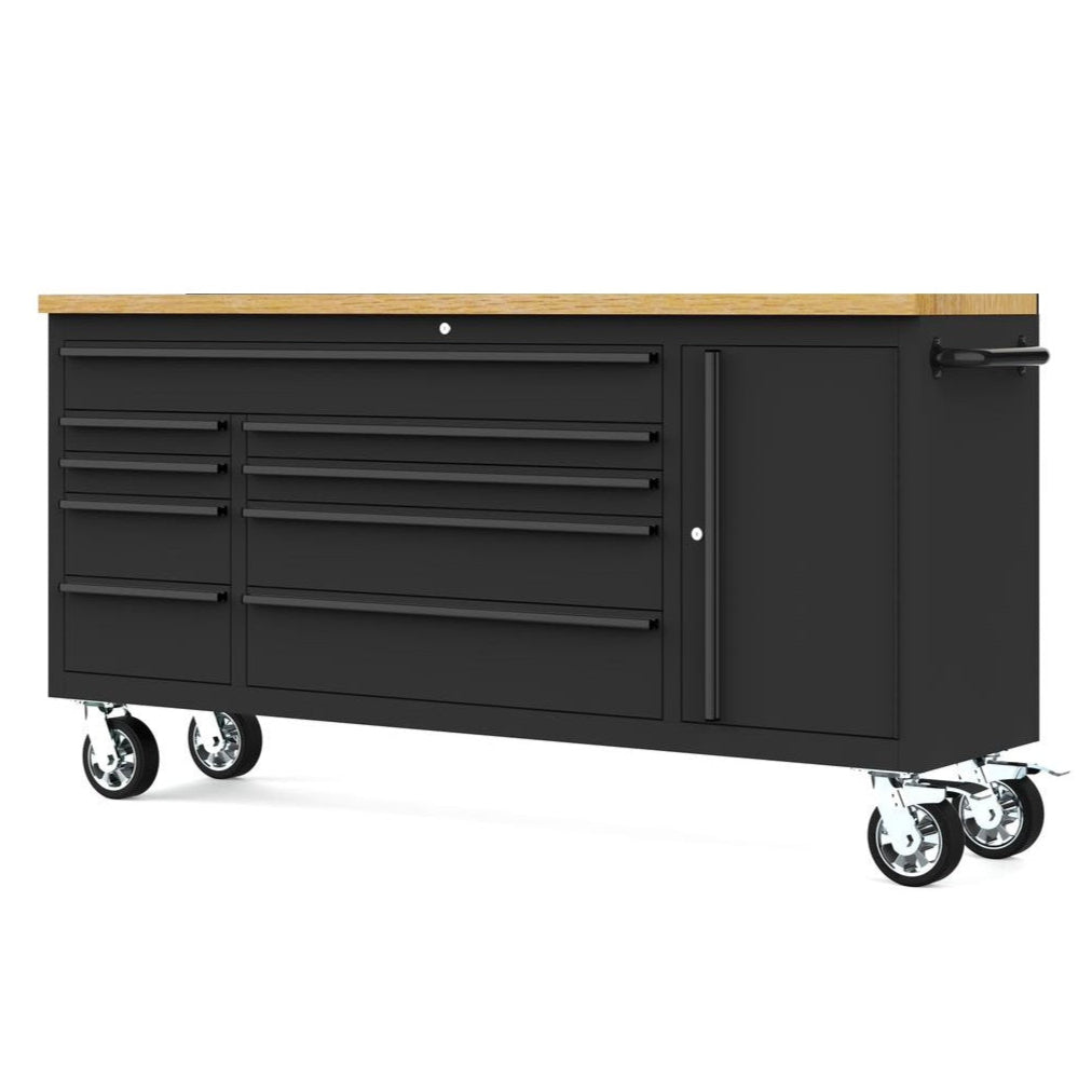 Tool Chest - 1.8m Workbench Base Unit - Black with Timber Top — Blue ...