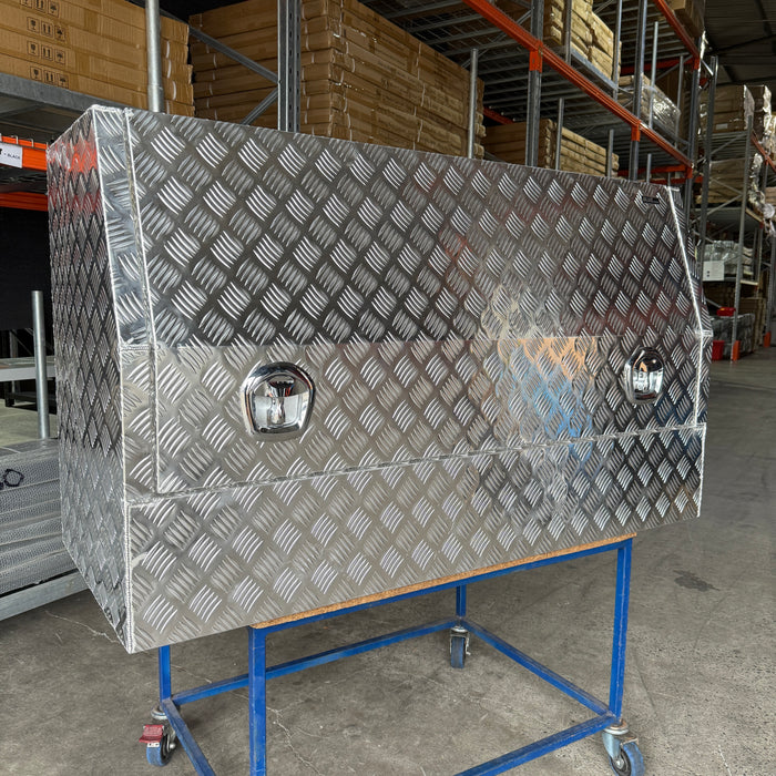 Ute Toolbox - 1450mmx600mmx850mm - Half Open - Raw Checker Plate