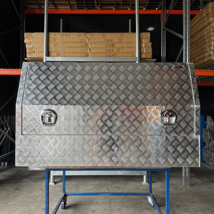 Ute Toolbox - 1450mmx600mmx850mm - Half Open - Raw Checker Plate