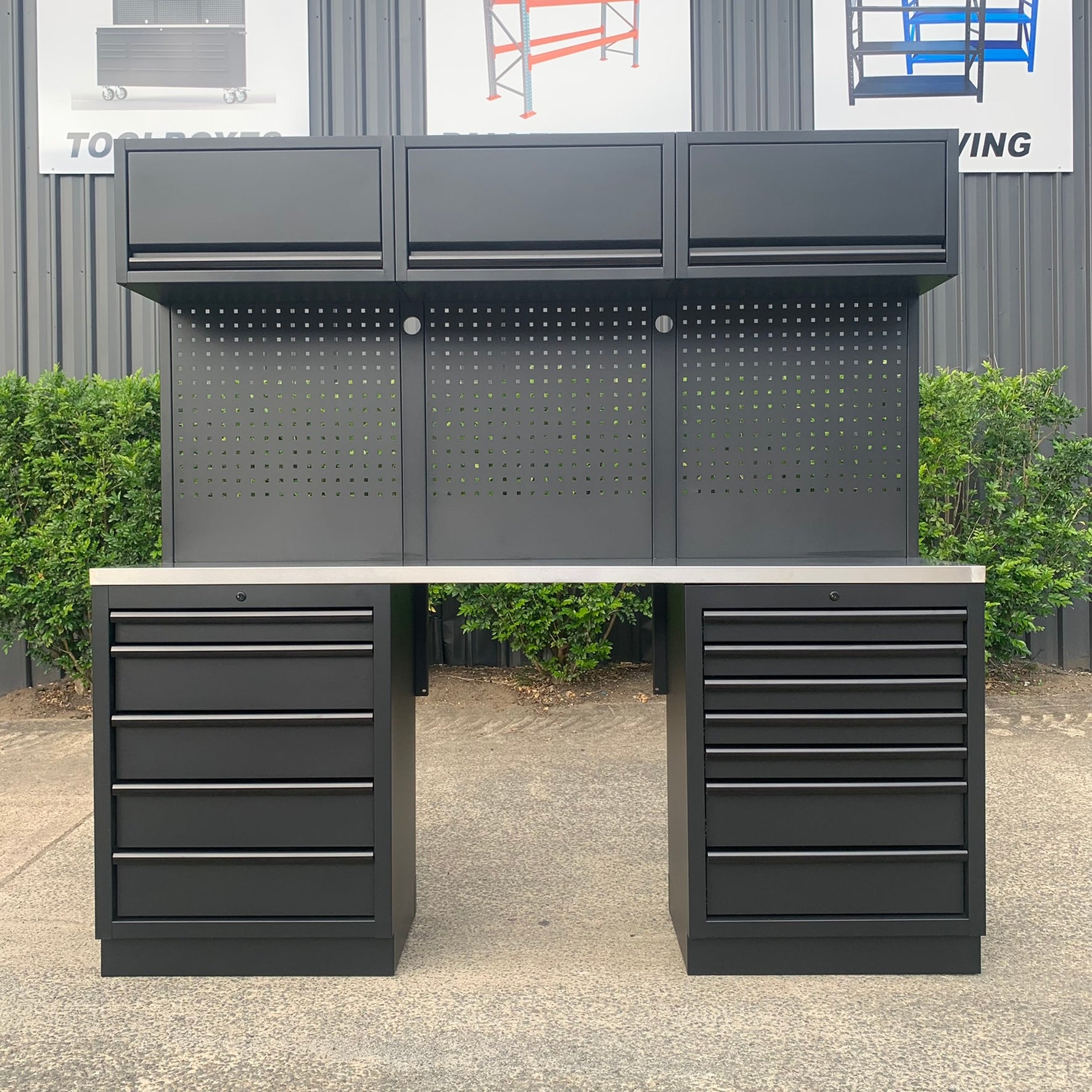 Modular Workbench with Cabinet & Storage | Blue Products