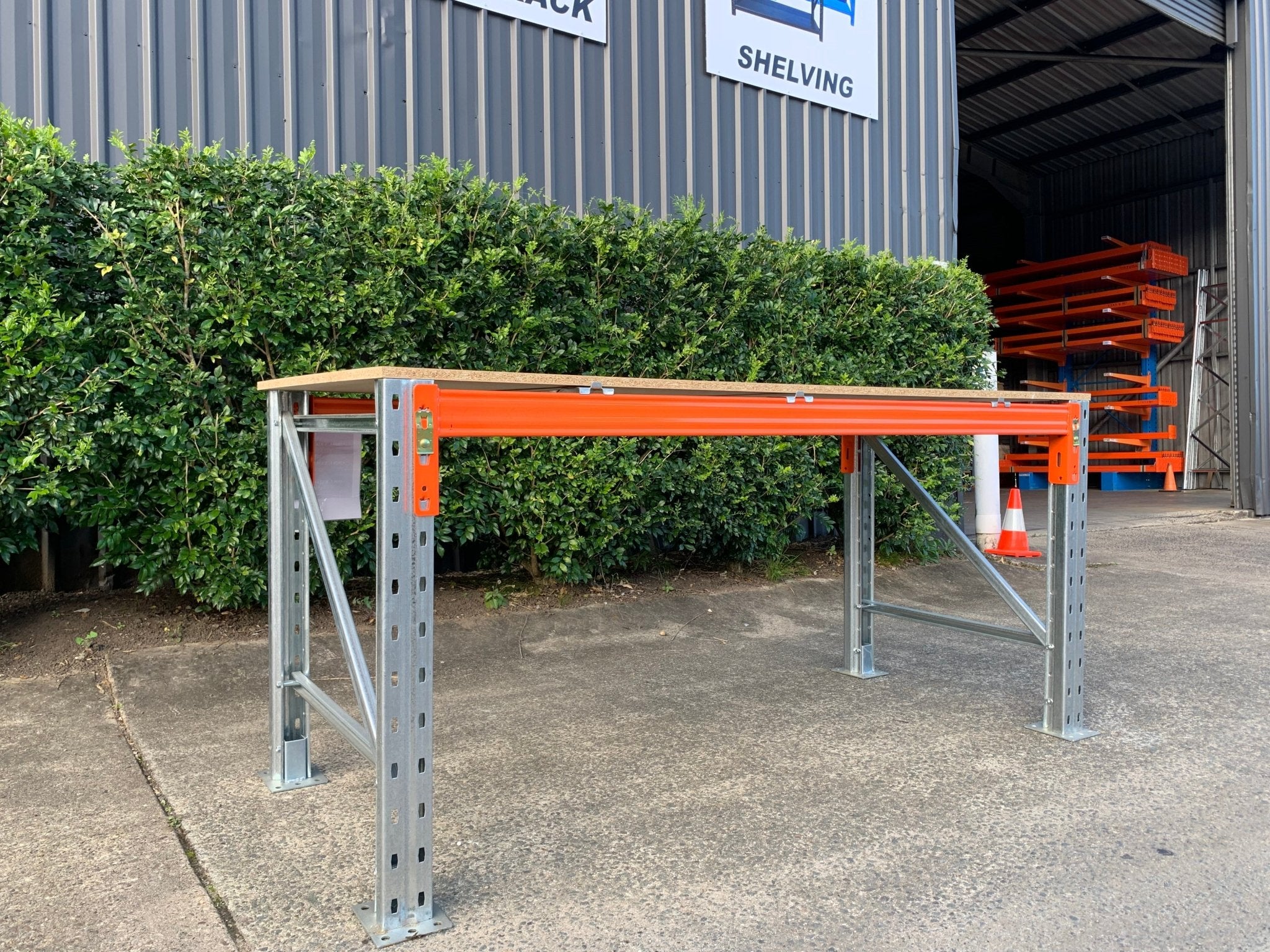 Galvanised Pallet Racking Workbench | Blue Products