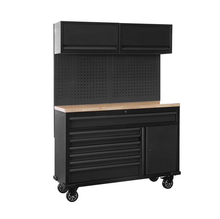 Tool Chest - 1.4m Workbench with Overhead Cabinets - Black