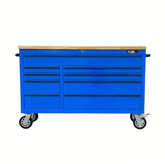 Tool Chest - 1.4m Workbench Base Unit - Blue with Timber Top