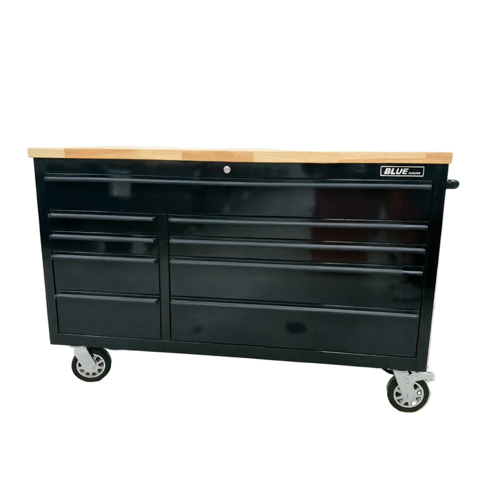 Tool Chest - 1.4m Workbench Base Unit - Black with Timber Top