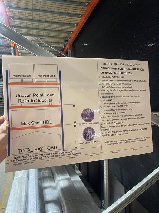 Pallet Rack - Safety Load Sign