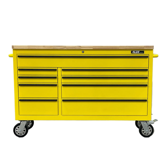 Tool Chest - 1.4m Workbench Base Unit - Yellow with Timber Top