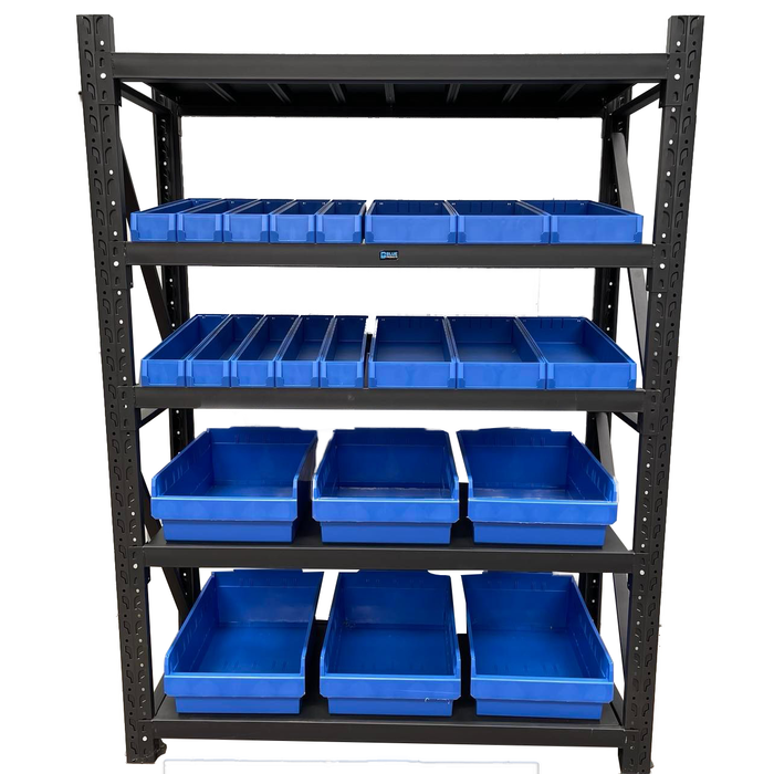 Plastics - 1500mm Shelving with Plastic Tubs and Max Tray Combo