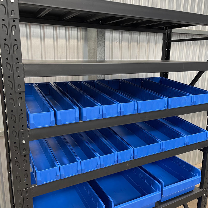 Plastics - 1500mm Shelving with Plastic Tubs and Max Tray Combo